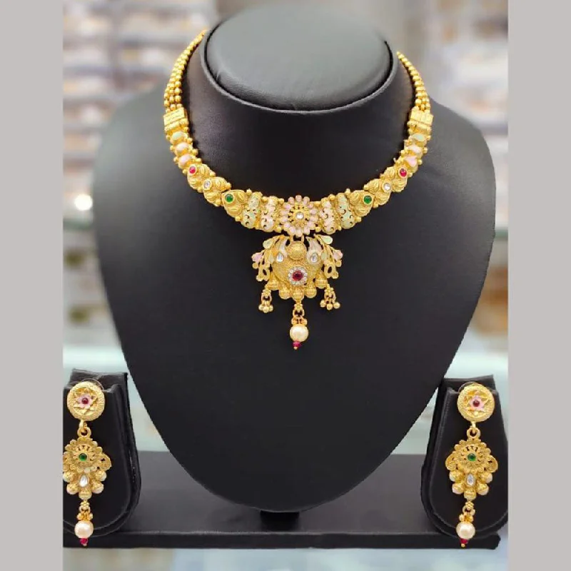 Buy More, Save More On Stunning Jewelry Designs Anjali Jewellery Gold Plated Pota Stone Meenakari Necklace Set