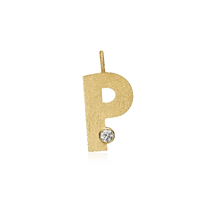 Limited-Stock Jewelry Sale – Once It's Gone, It's Gone Letter P 18K Gold Pendant w. Diamond