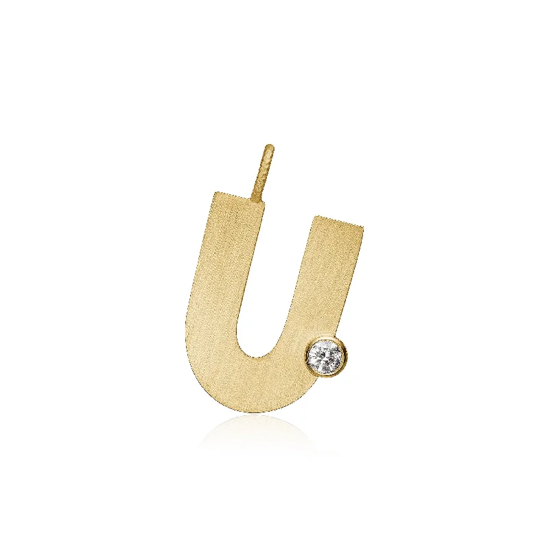 Trending Jewelry Styles Now At Limited-Time Discounts Letter U 18K Gold Pendant w. Diamond
