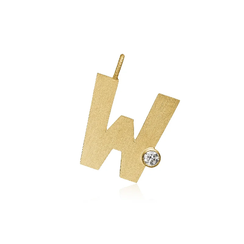 Personalized Jewelry Sale – Meaningful Gifts At Great Prices Letter W 18K Gold Pendant w. Diamond