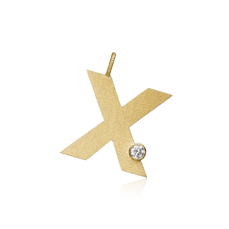 Grab Your Favorite Jewelry At The Lowest Prices Letter X 18K Gold Pendant w. Diamond