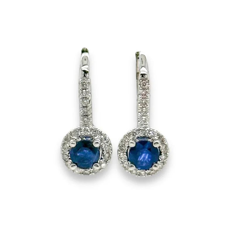 Unmissable Jewelry Sale – Shop Before It's Too Late 14K W Gold 0.25cttw H/SI2 Diamond and 0.65cttw Sapphire Earrings