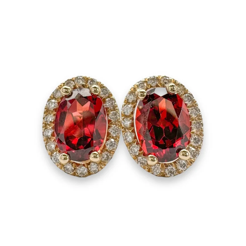 Luxury Meets Affordability – Jewelry Sale Now Live 14K Y Gold 0.19ct Diamond and 1.80ct Garnet Halo Earrings